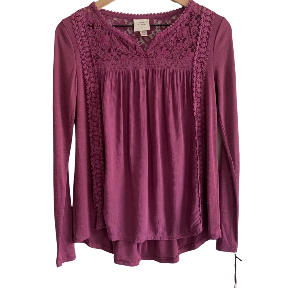 Knox Rose | Burgundy Boho Lace Top NWT size xs‎